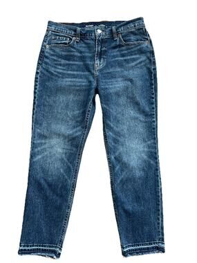 Old Navy Boyfriend Jeans Womens Size 8 Mid Rise Frayed Hem Ankle Cotton Relaxed